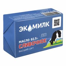 Сливочное масло несоленое Экомилк 82,5% БЗМЖ 100 г