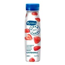 Йогурт питьевой Viola Clean Label с клубникой 0,8% БЗМЖ 260 мл